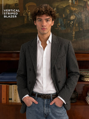 Striped Notched Lapel Blazer
