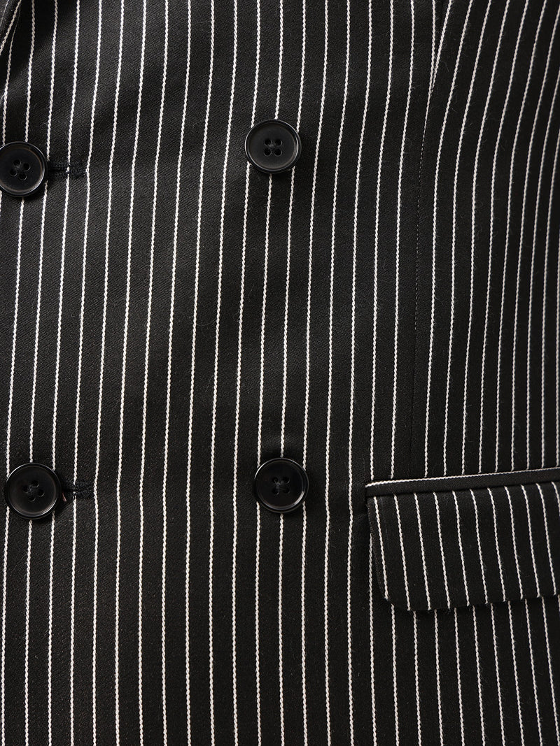 Striped Notched Lapel Blazer