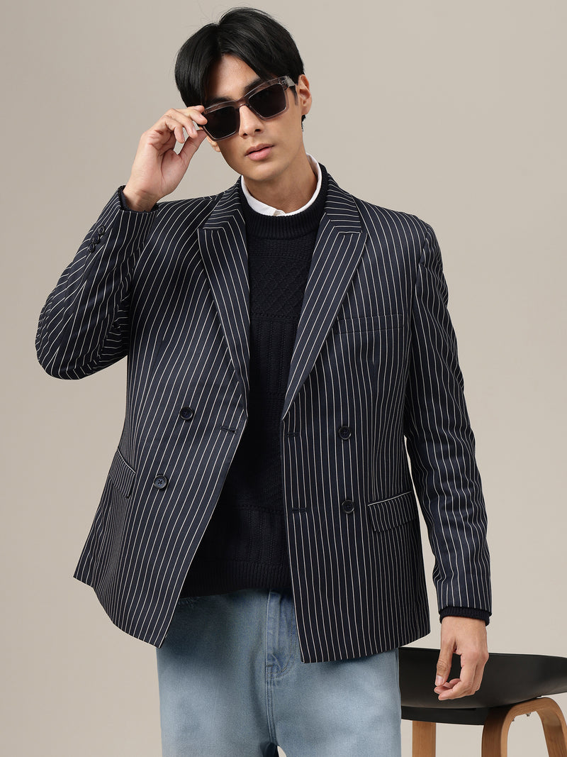 Striped Fit Formal Blazer