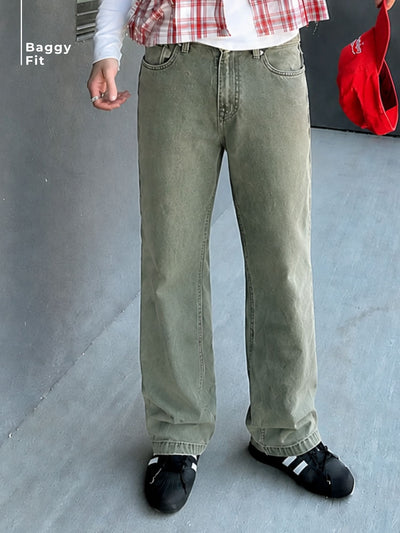 Mint Green Straight Fit Jeans