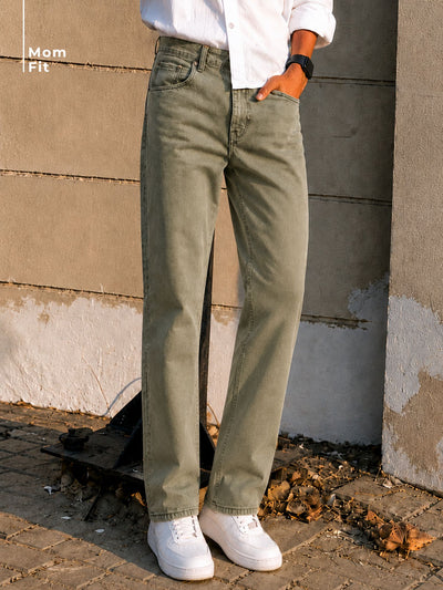 Olive Mom Fit Jeans
