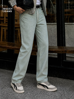 Light Green Korean Baggy Jeans