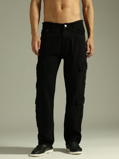 Black: Korean Baggy Cargo Jeans
