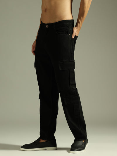 Black: Korean Baggy Cargo Jeans