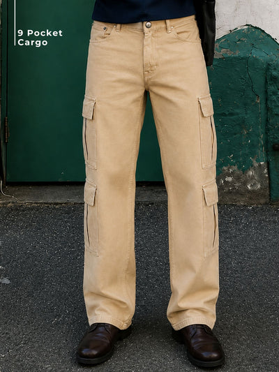 Cream Korean Cargo Jeans
