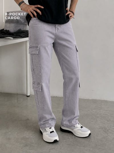 Light Grey Korean  Cargo Jeans