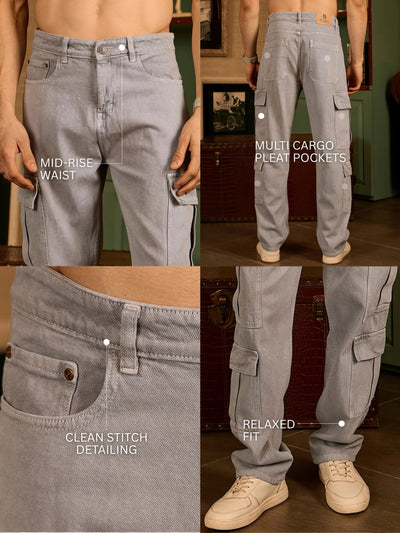 Light Grey Korean  Cargo Jeans