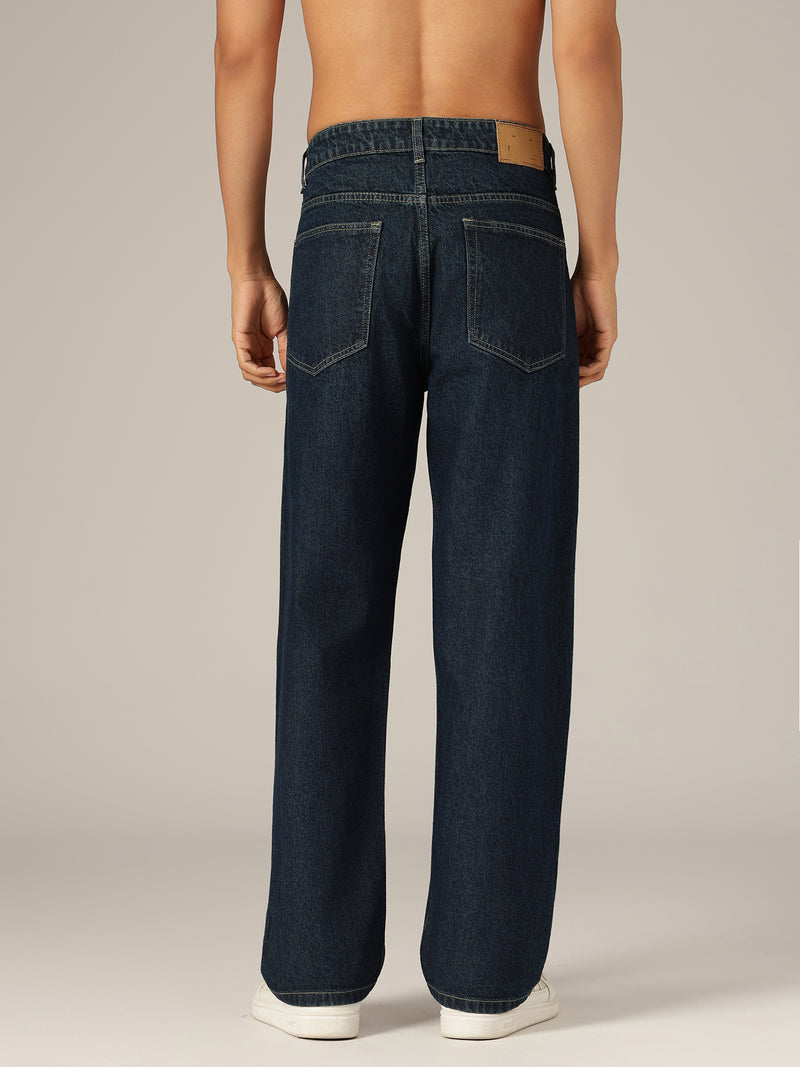 Dark Blue: Baggy Fit Distressed Jeans