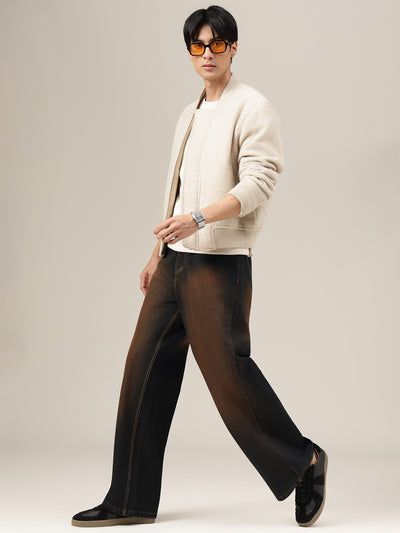 Brown & Blue Baggy Fit Wide Leg Jeans