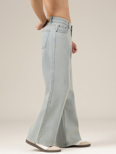 Light Blue Baggy Fit Wide Leg Jeans