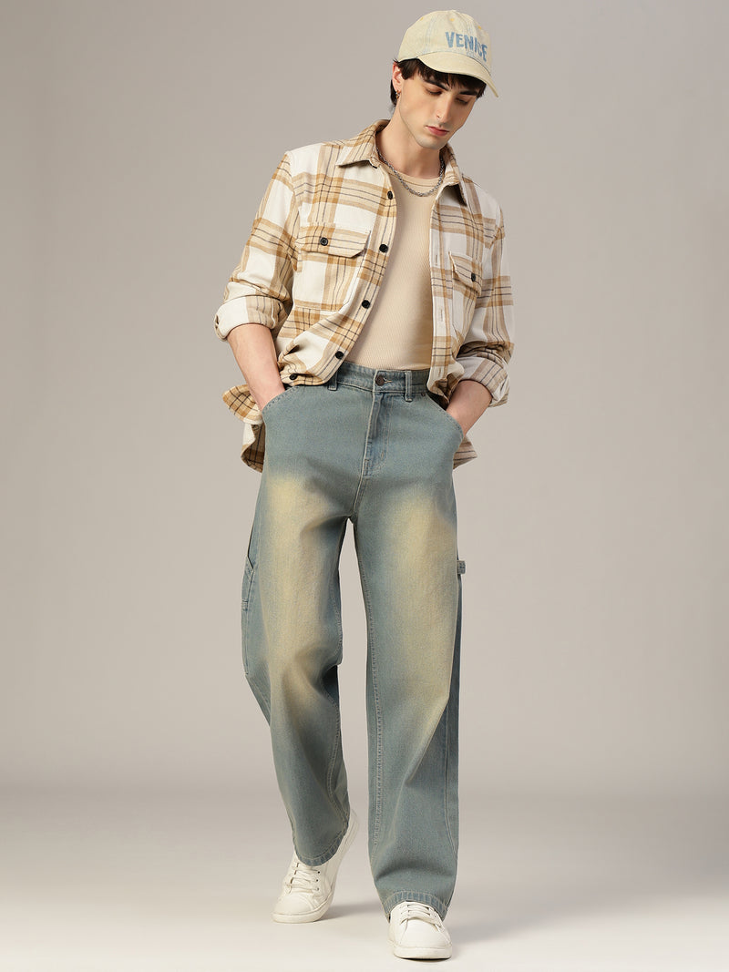 Blue Baggy Fit Carpenter Jeans