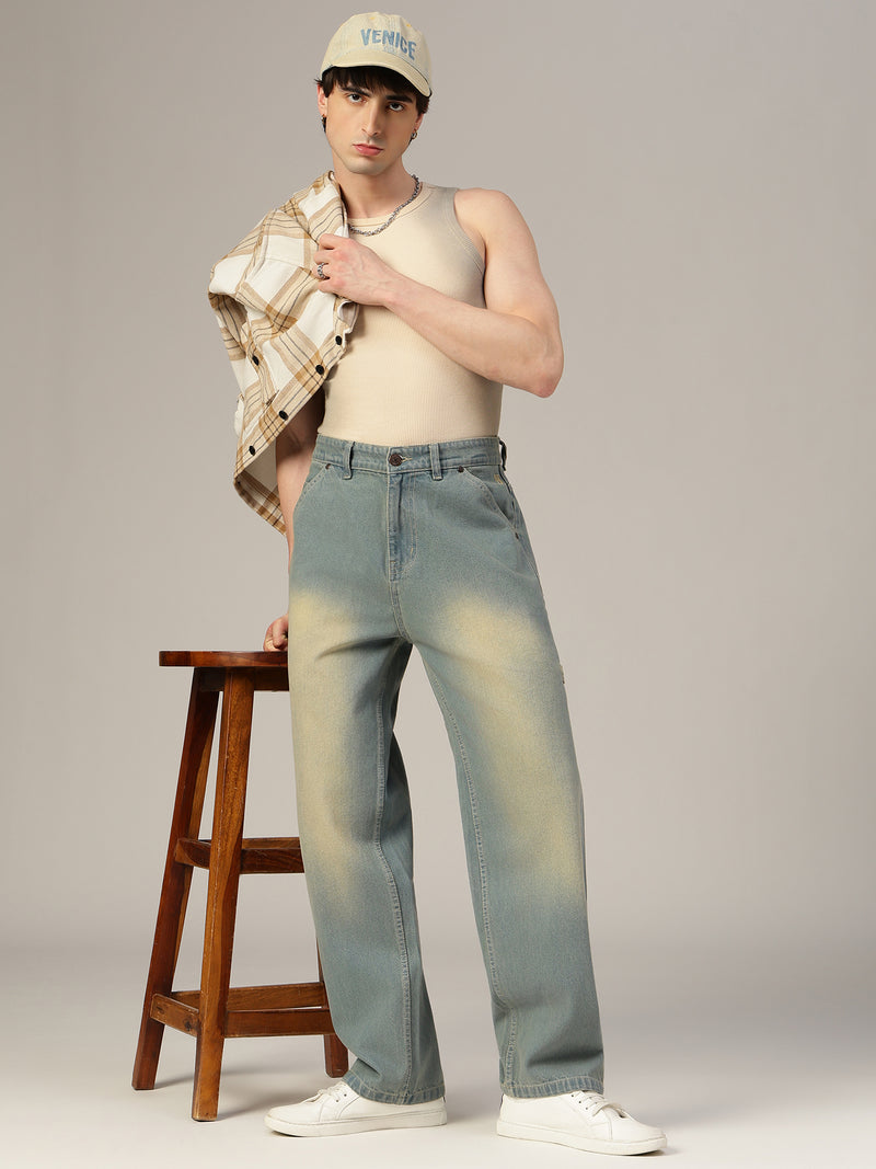 Blue Baggy Fit Carpenter Jeans