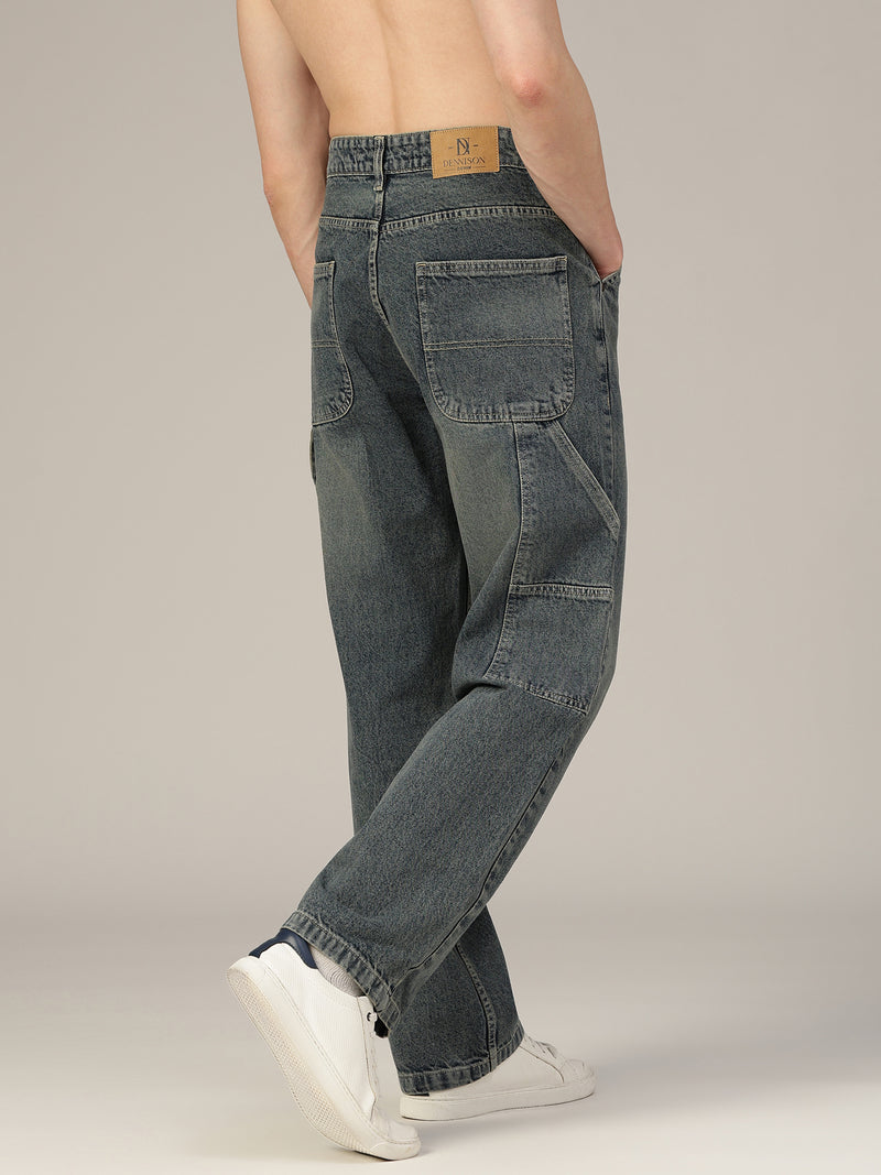 Dark Blue Baggy Fit Carpenter Jeans