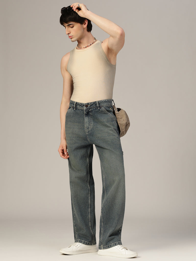 Dark Blue Baggy Fit Carpenter Jeans