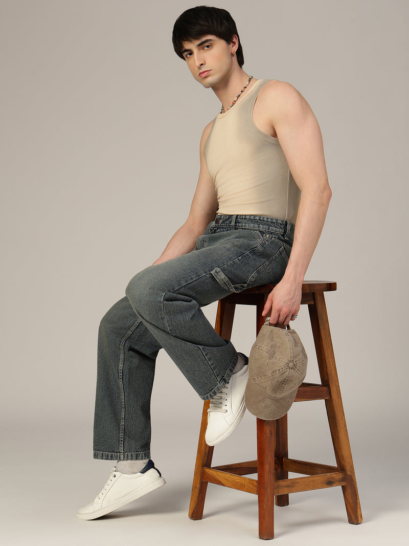 Dark Blue Baggy Fit Carpenter Jeans