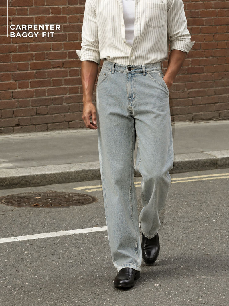Light Blue Baggy Fit Carpenter Jeans