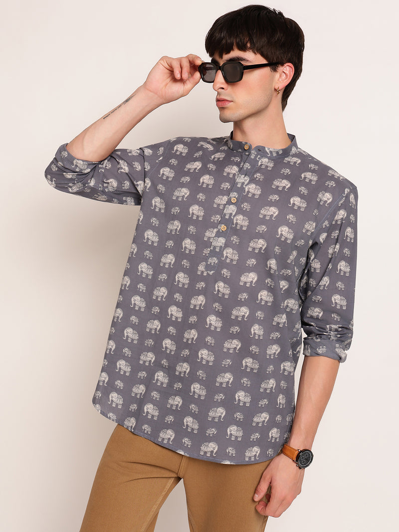 Traditional Elephant Printed Kurta