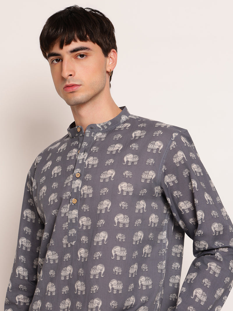 Traditional Elephant Printed Kurta