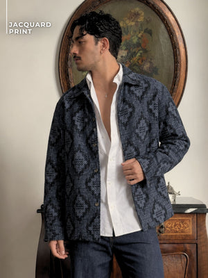 Blue Jacquard Printed Shacket