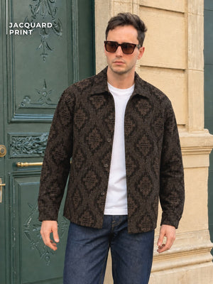 Brown Jacquard Shacket