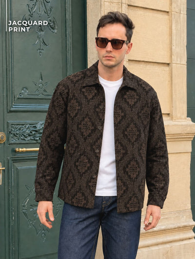 Brown Jacquard Shacket