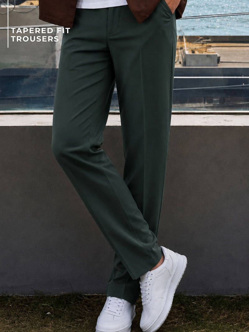 DENNISON Men Green Smart Tapered Fit Trousers