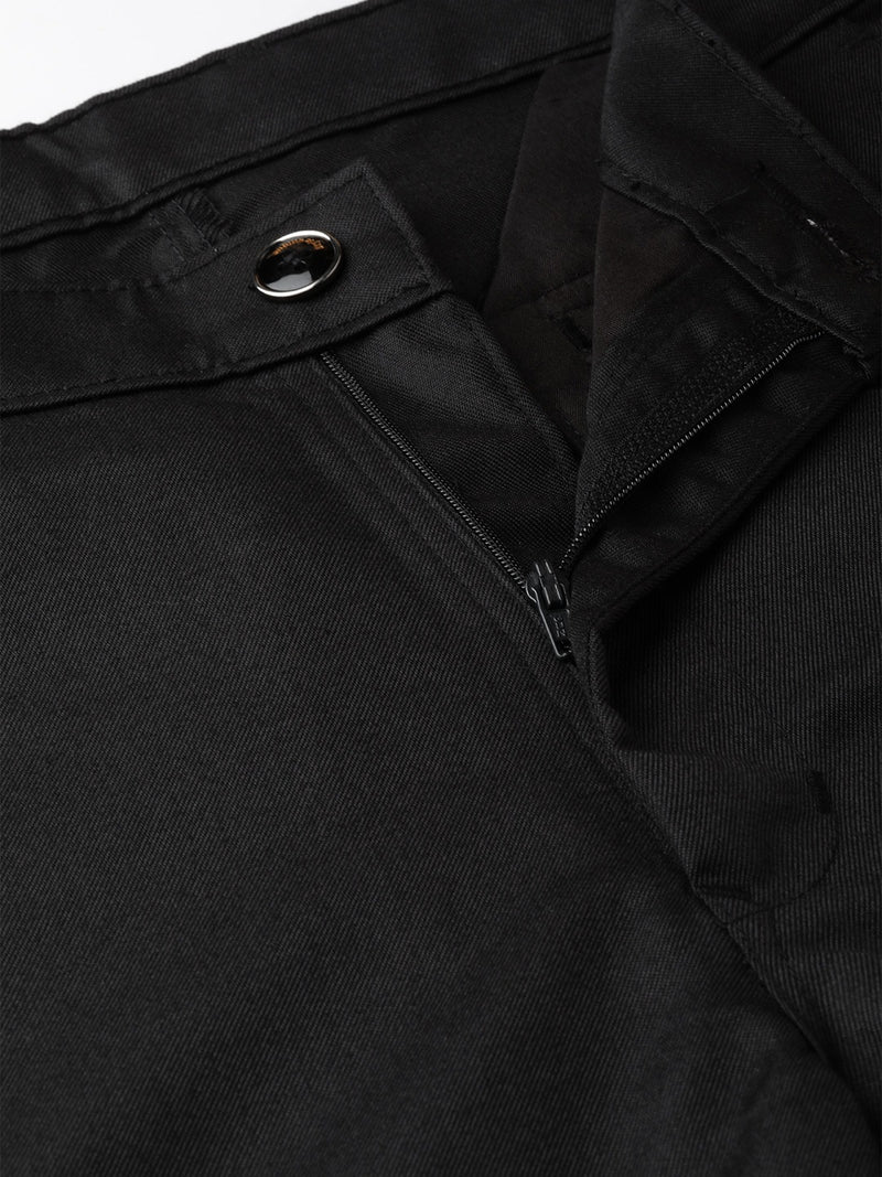 DENNISON Men Black Smart Tapered Fit Solid Regular Trousers