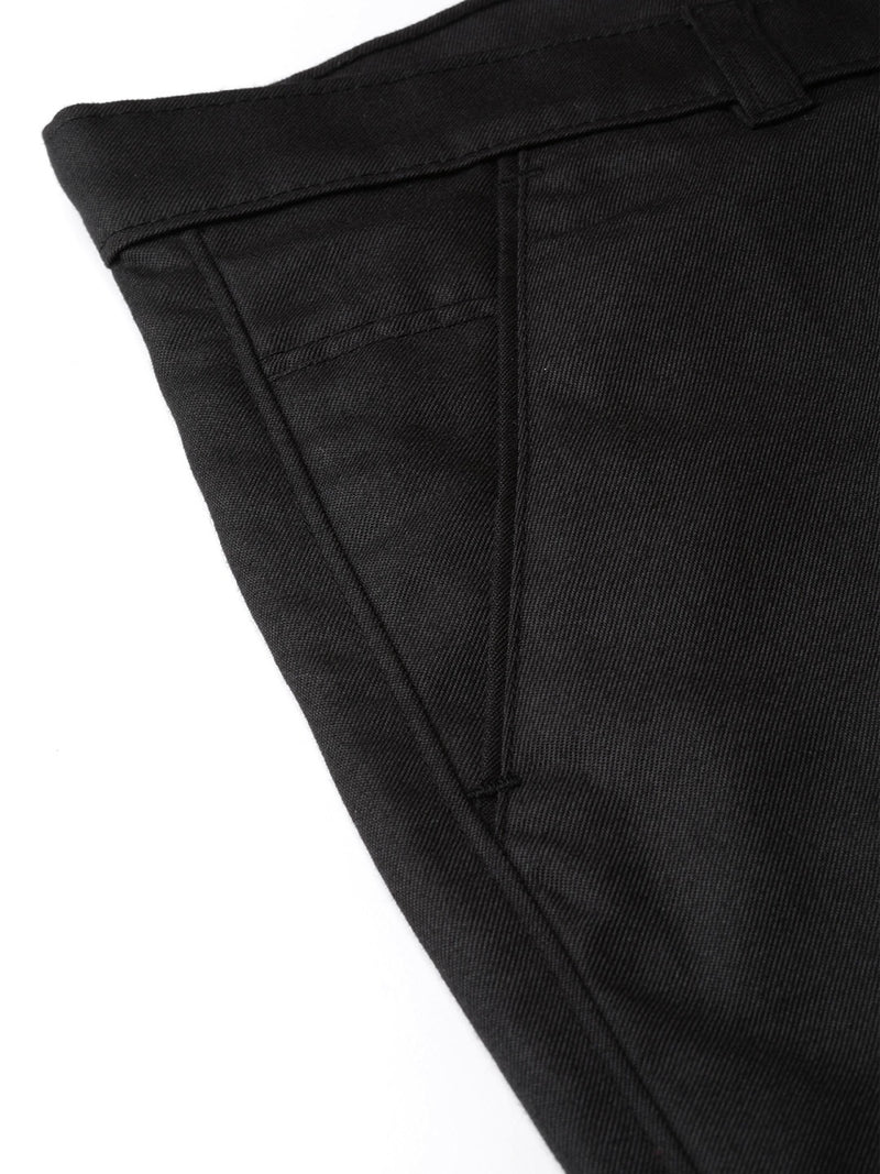DENNISON Men Black Smart Tapered Fit Solid Regular Trousers