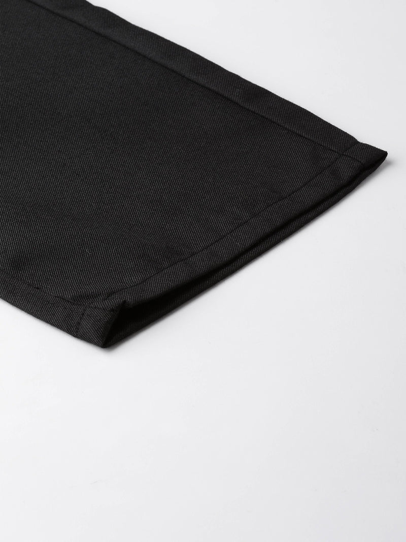 DENNISON Men Black Smart Tapered Fit Solid Regular Trousers