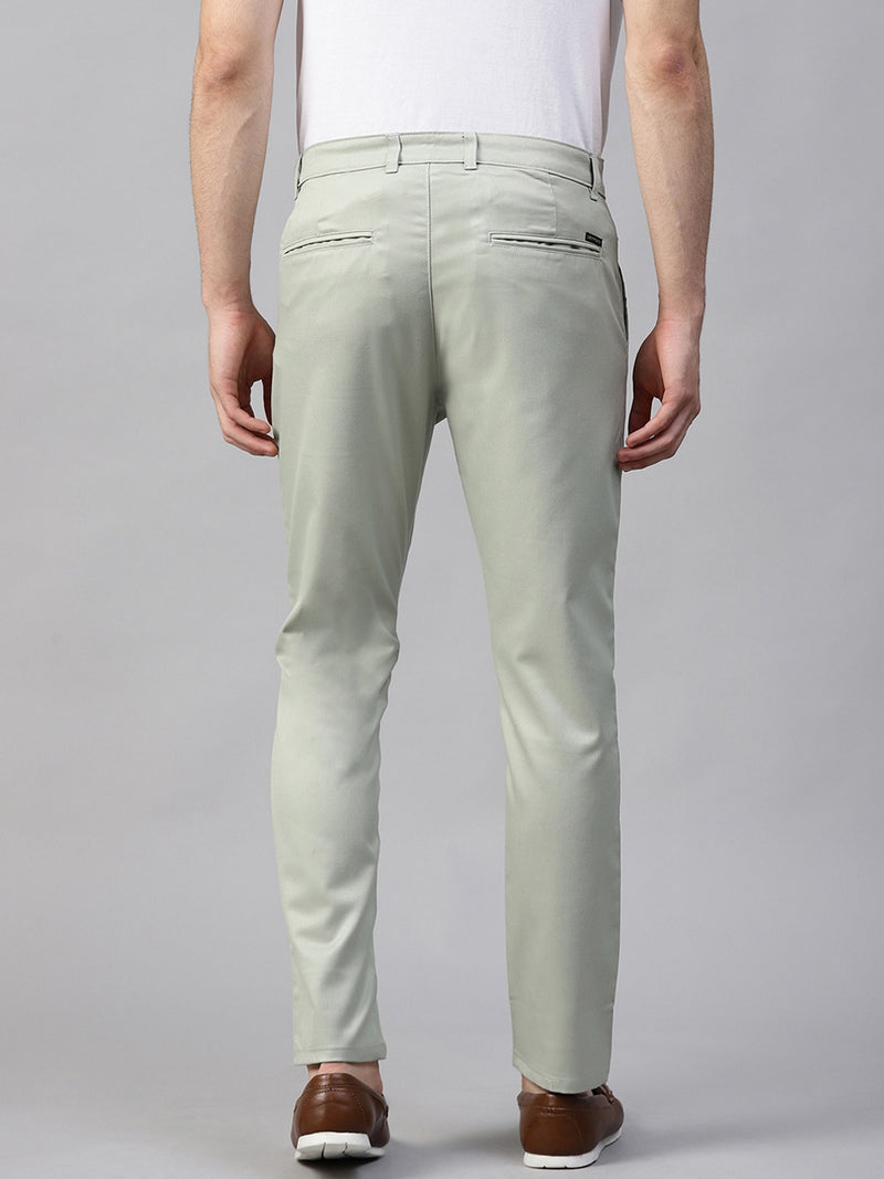 DENNISON Men Green Smart Tapered Fit Solid Chinos