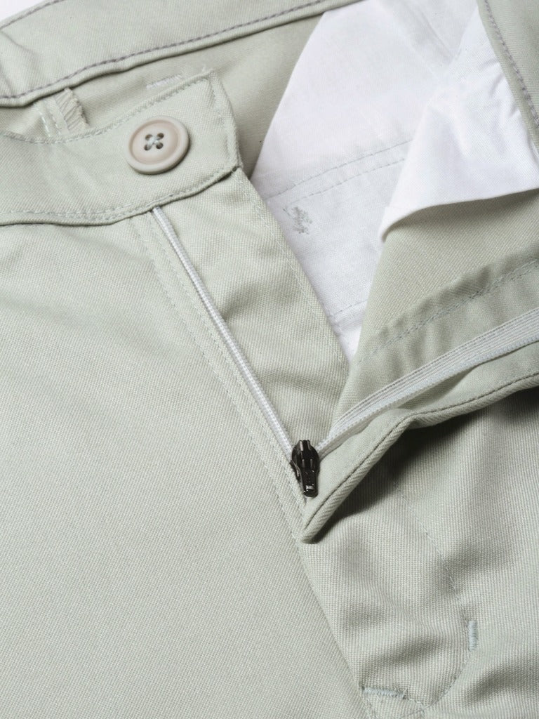 DENNISON Men Green Smart Tapered Fit Solid Chinos