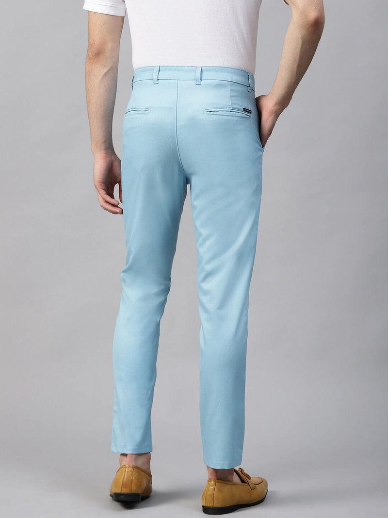 DENNISON Men Blue Smart Tapered Fit Solid Chinos
