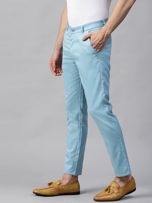 DENNISON Men Blue Smart Tapered Fit Solid Chinos