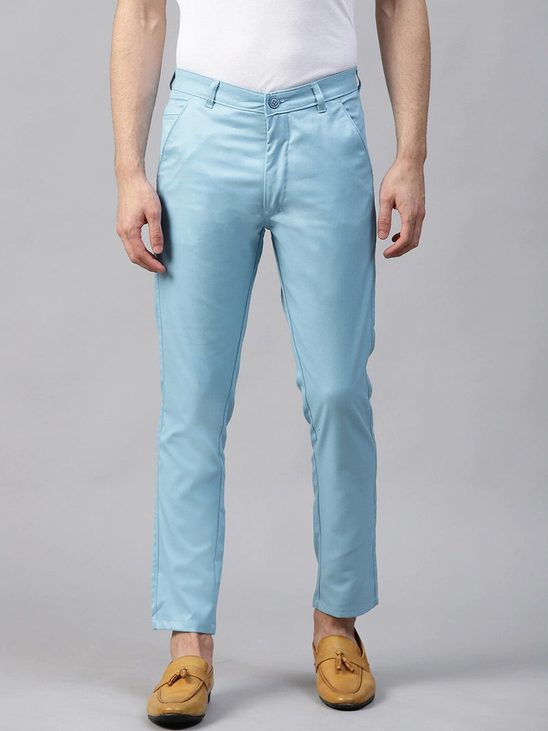 DENNISON Men Blue Smart Tapered Fit Solid Chinos