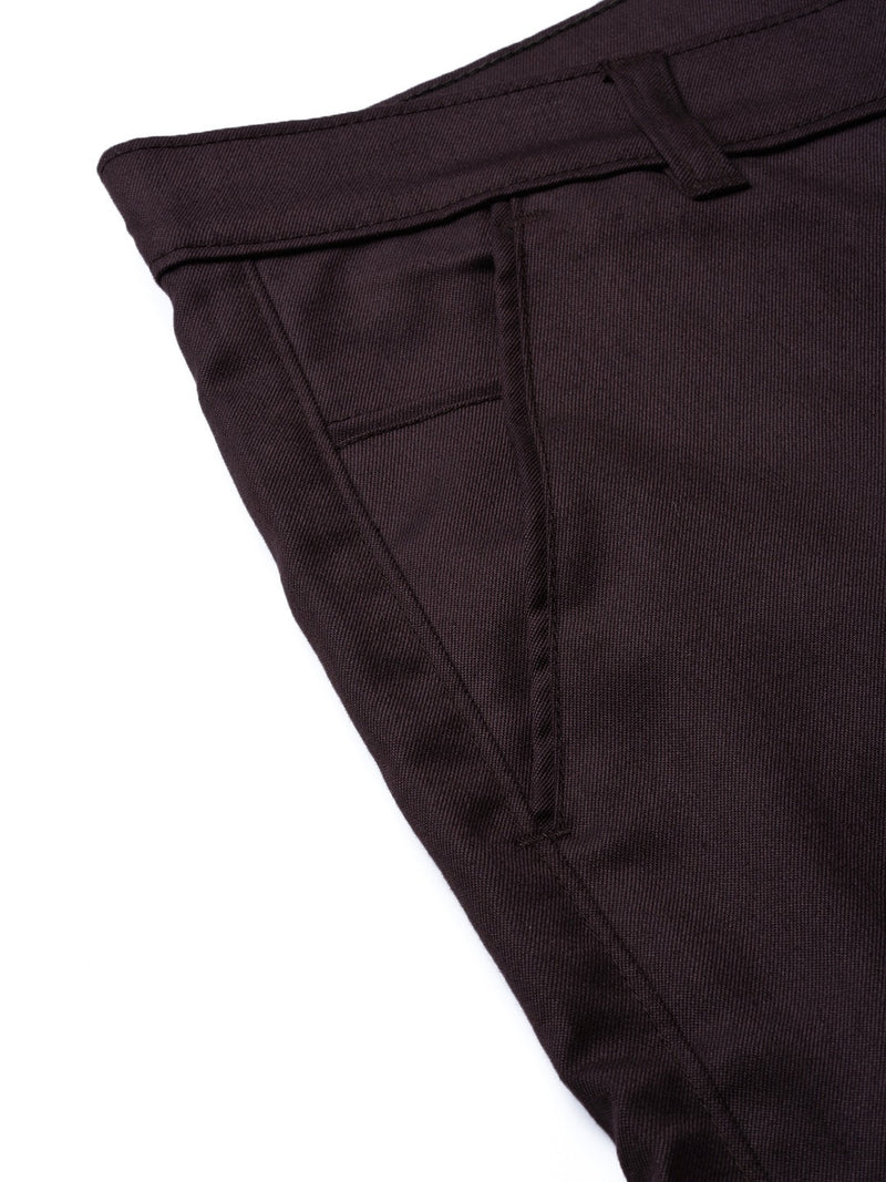 DENNISON Men Burgundy Smart Tapered Fit Solid Chinos
