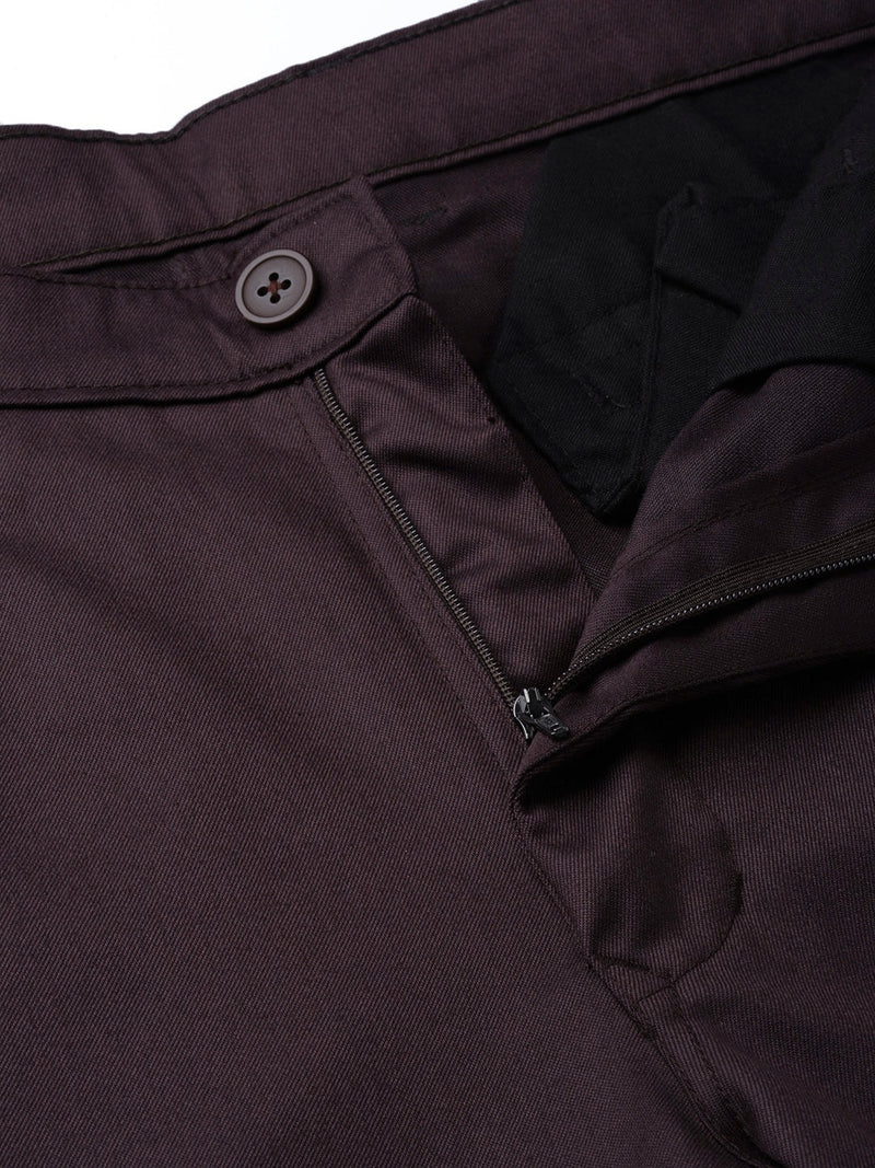 DENNISON Men Burgundy Smart Tapered Fit Solid Chinos