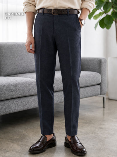 DENNISON Men Smart Tapered Fit Easy Wash Formal Trousers