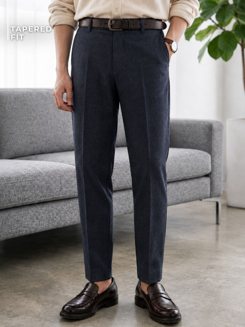 DENNISON Men Smart Tapered Fit Easy Wash Formal Trousers
