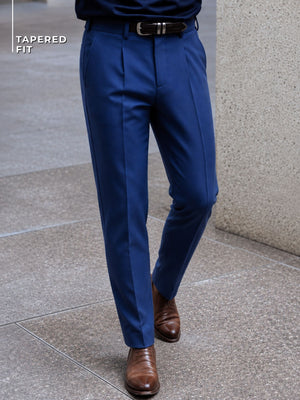DENNISON Men Smart Tapered Fit Easy Wash Pleated Trousers