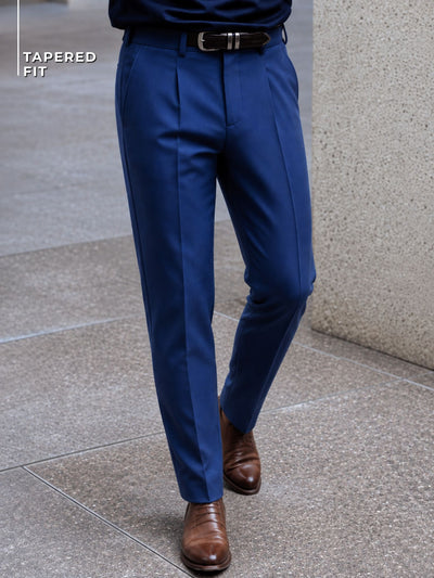 DENNISON Men Smart Tapered Fit Easy Wash Pleated Trousers