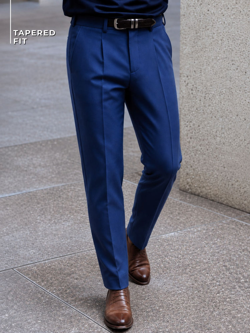 DENNISON Men Smart Tapered Fit Easy Wash Pleated Trousers