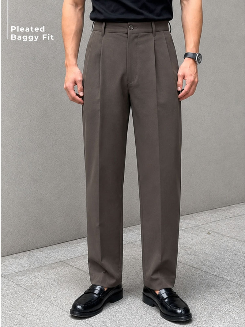 Steel Grey: Baggy Fit Korean Trouser