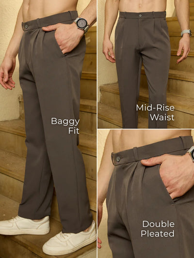 Steel Grey: Baggy Fit Korean Trouser