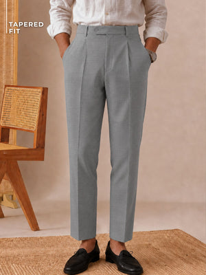 Tapered Fit Pleated Trousers
