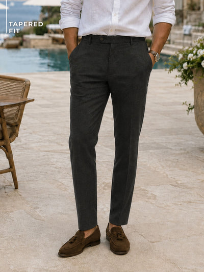 Tapered Fit Pleated Trousers