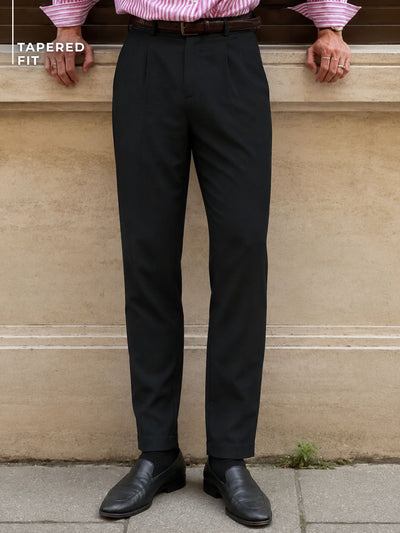 Tapered Fit Pleated Trousers