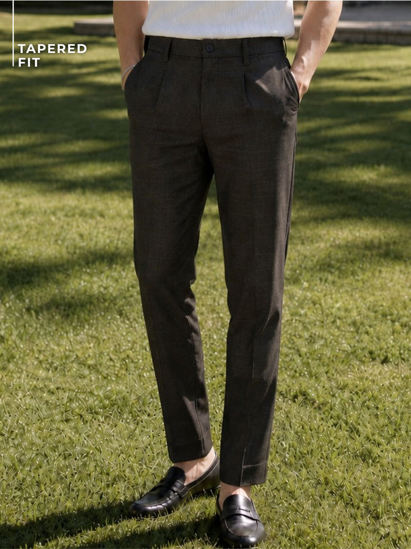 Tapered Fit Pleated Trousers