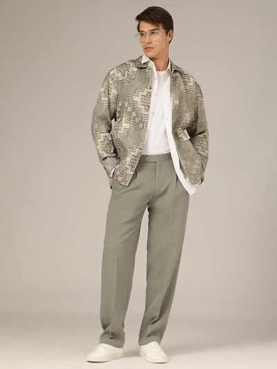 Olive Green : Double Pleated Korean Trouser