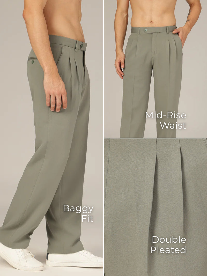 Korean Double Pleated Baggy Trouser