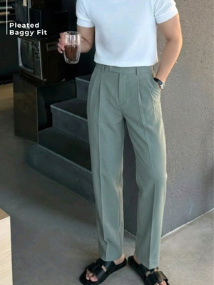Pewter Grey: Baggy Fit Korean Trouser